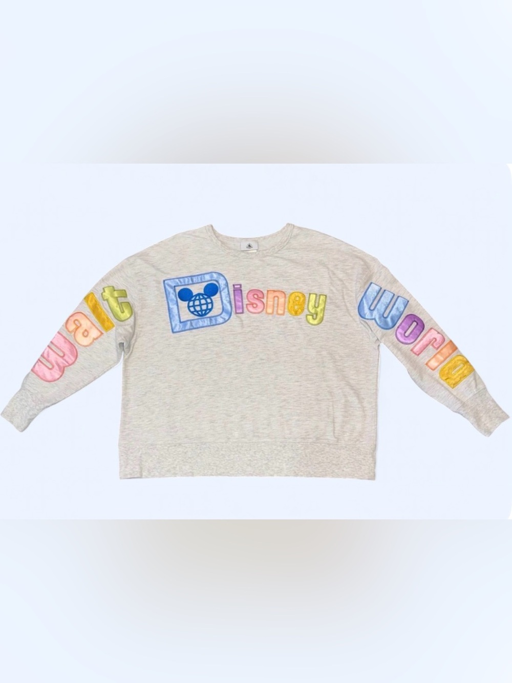 Disney Gray Crewneck Sweatshirt with Multicolor Walt Disney World Lettering